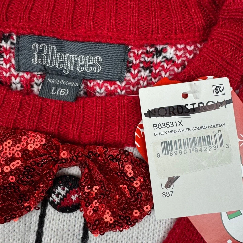 NEW 33 Degrees Kids Ugly Christmas Sweater Holiday Fair‎ Isle Red Black Size 6